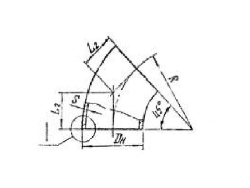 Отвод 90 градусов стальной чертеж